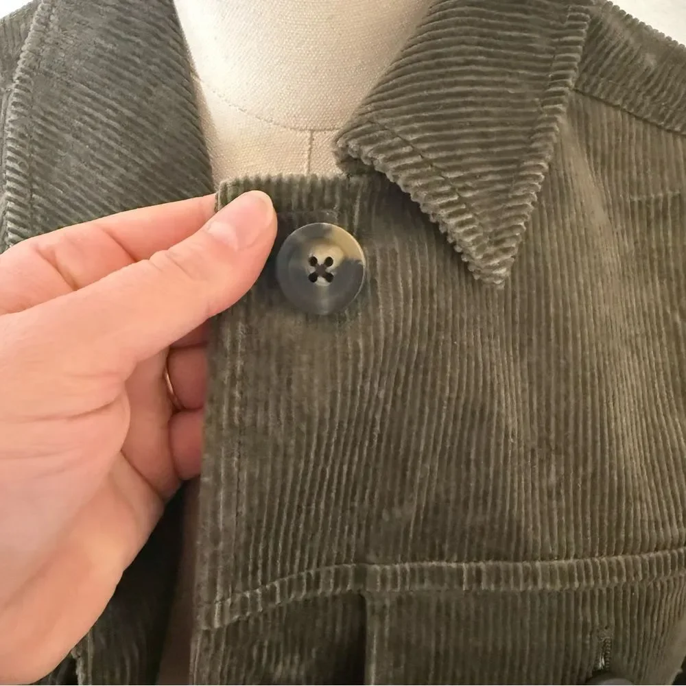 [Boden] Dark Green Cropped Corduroy Utility Jacket - Size 8 - Picture 3 of 6